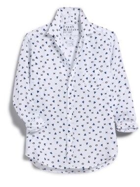 Frank & Eileen Eileen X's O's and Hearts L White Linen Button Down Shirt Top